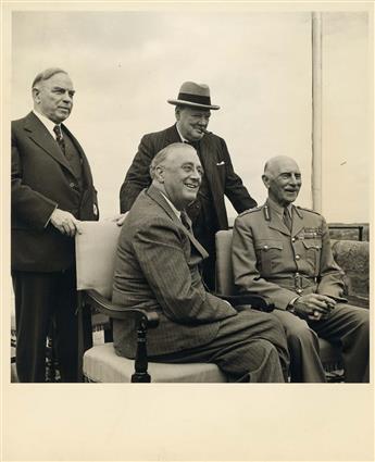 (WWII SUMMITS) A collection of 8 press prints related to the key strategic conferences held during WWII with Roosevelt, Churchill, Stal